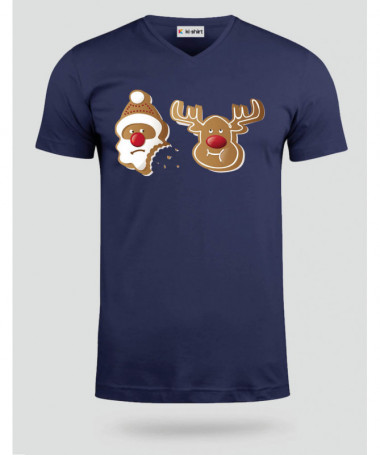 Biscotti Babbo Natale e Renna T-shirt Scollo V