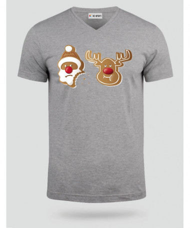 Biscotti Babbo Natale e Renna T-shirt Scollo V