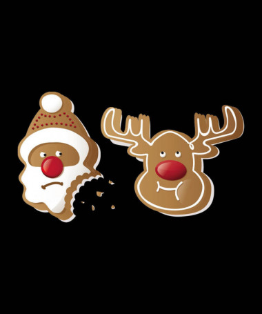 Biscotti Babbo Natale e Renna T-shirt Scollo V