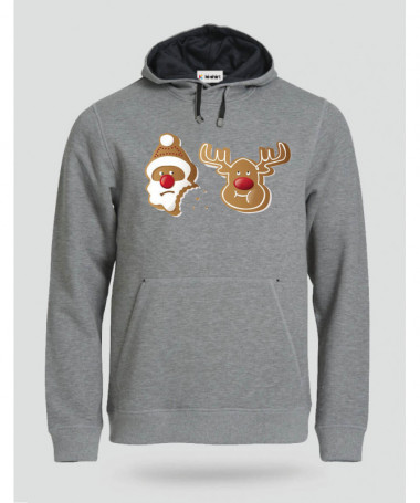 Biscotti Babbo Natale e Renna Felpa Premium con cappuccio Uomo