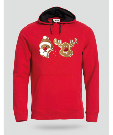 Biscotti Babbo Natale e Renna Felpa Premium con cappuccio Uomo