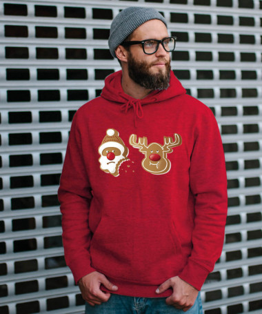 Biscotti Babbo Natale e Renna Felpa Premium con cappuccio Uomo