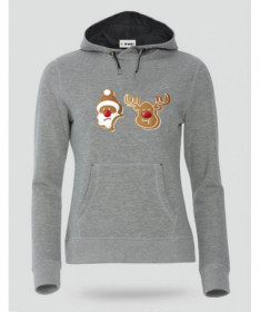 Biscotti Babbo Natale e Renna Felpa Premium con cappuccio Donna