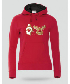 Biscotti Babbo Natale e Renna Felpa Premium con cappuccio Donna