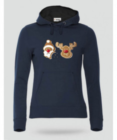 Biscotti Babbo Natale e Renna Felpa Premium con cappuccio Donna