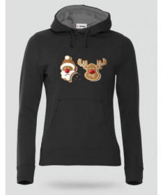 Biscotti Babbo Natale e Renna Felpa Premium con cappuccio Donna