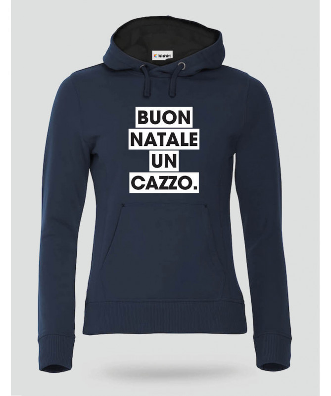 Buon Natale un cazzo Felpa Premium con cappuccio Donna
