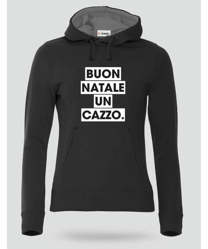 Buon Natale un cazzo Felpa Premium con cappuccio Donna