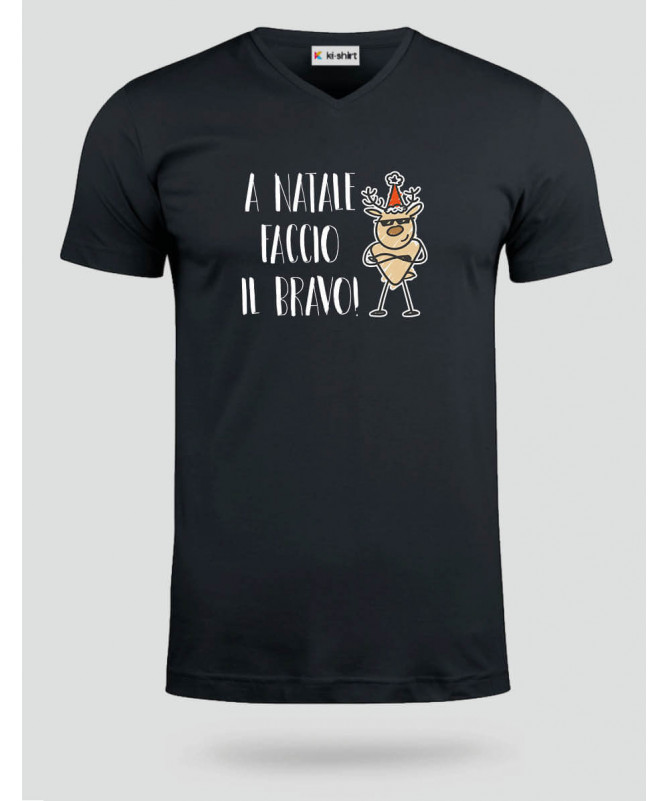 Natale faccio il bravo T-shirt Scollo V