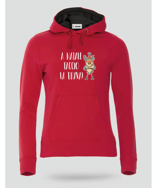 Natale faccio il bravo Felpa Premium con cappuccio Donna