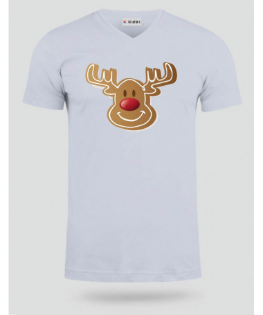 Natale con Renna biscotto T-shirt Scollo V
