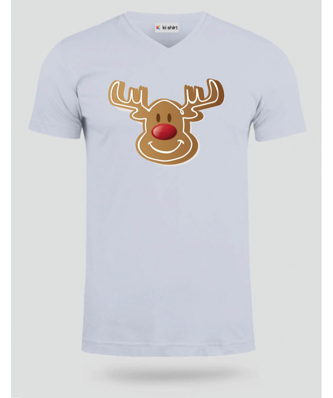 Natale con Renna biscotto T-shirt Scollo V