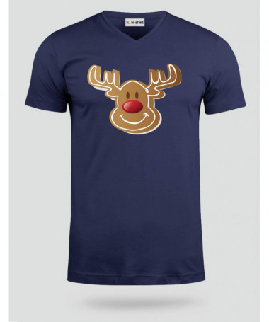 Natale con Renna biscotto T-shirt Scollo V