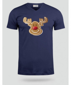 Natale con Renna biscotto T-shirt Scollo V