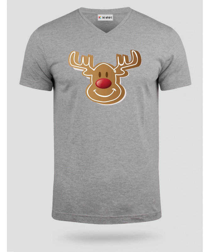 Natale con Renna biscotto T-shirt Scollo V