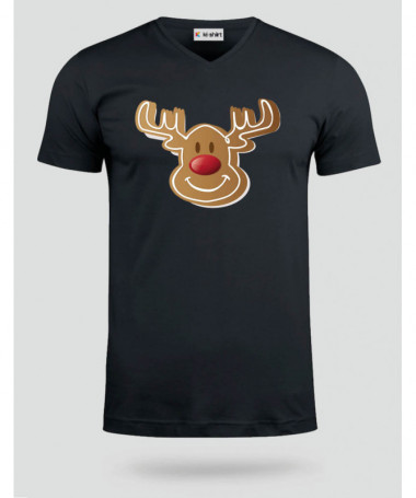 Natale con Renna biscotto T-shirt Scollo V