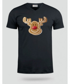 Natale con Renna biscotto T-shirt Scollo V