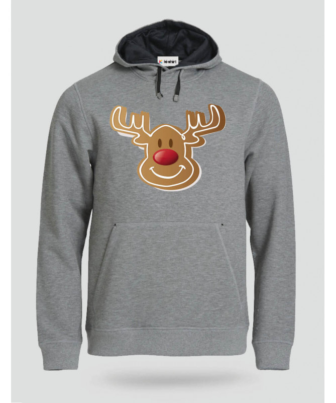 Natale con Renna biscotto Felpa Premium con cappuccio Uomo