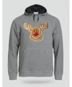 Natale con Renna biscotto Felpa Premium con cappuccio Uomo
