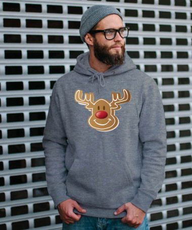 Natale con Renna biscotto Felpa Premium con cappuccio Uomo
