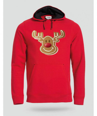 Natale con Renna biscotto Felpa Premium con cappuccio Uomo