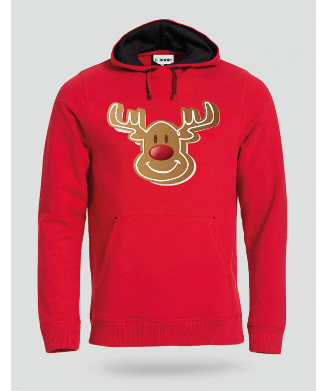 Natale con Renna biscotto Felpa Premium con cappuccio Uomo