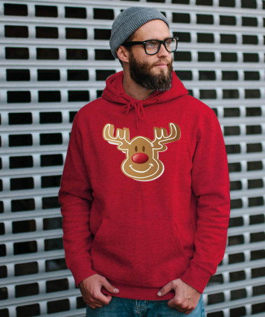 Natale con Renna biscotto Felpa Premium con cappuccio Uomo