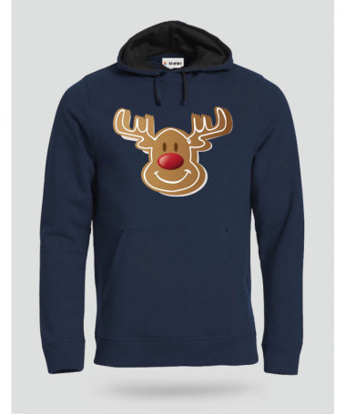 Natale con Renna biscotto Felpa Premium con cappuccio Uomo