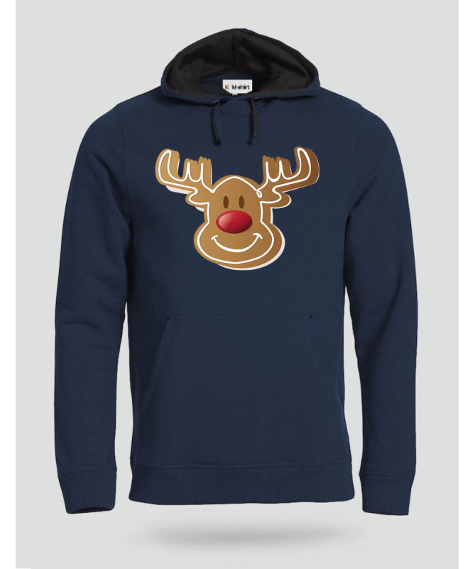 Natale con Renna biscotto Felpa Premium con cappuccio Uomo