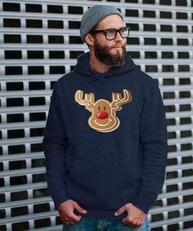 Natale con Renna biscotto Felpa Premium con cappuccio Uomo