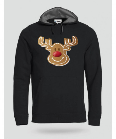 Natale con Renna biscotto Felpa Premium con cappuccio Uomo