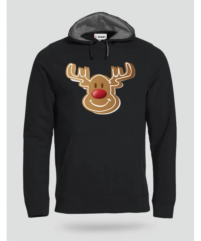 Natale con Renna biscotto Felpa Premium con cappuccio Uomo
