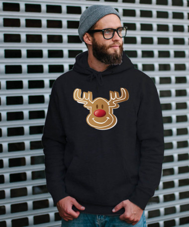 Natale con Renna biscotto Felpa Premium con cappuccio Uomo