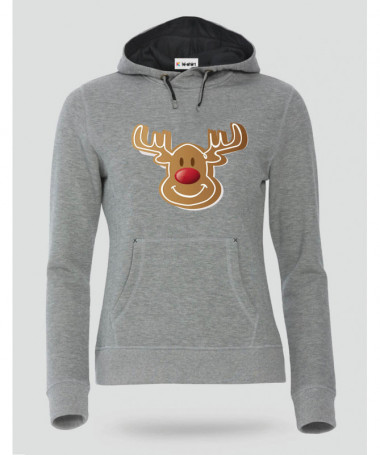 Natale con Renna biscotto Felpa Premium con cappuccio Donna