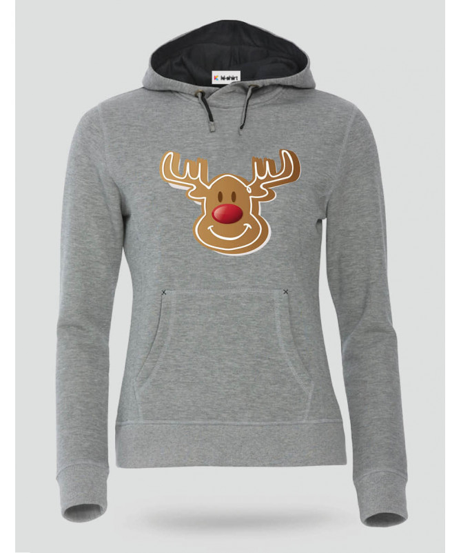 Natale con Renna biscotto Felpa Premium con cappuccio Donna