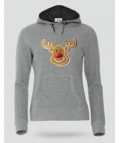 Natale con Renna biscotto Felpa Premium con cappuccio Donna