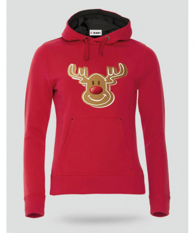 Natale con Renna biscotto Felpa Premium con cappuccio Donna