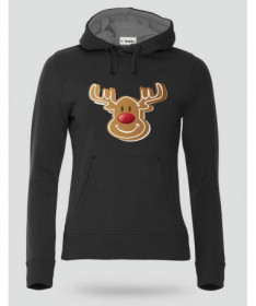 Natale con Renna biscotto Felpa Premium con cappuccio Donna