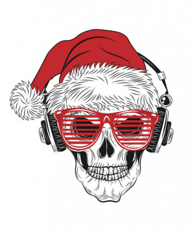 Natale con teschio T-shirt Scollo V