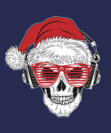 Natale con teschio T-shirt Scollo V