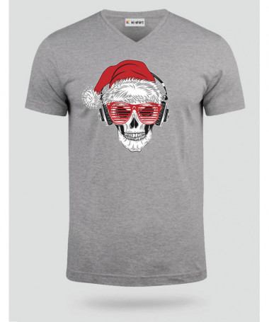 Natale con teschio T-shirt Scollo V