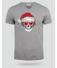 Natale con teschio T-shirt Scollo V