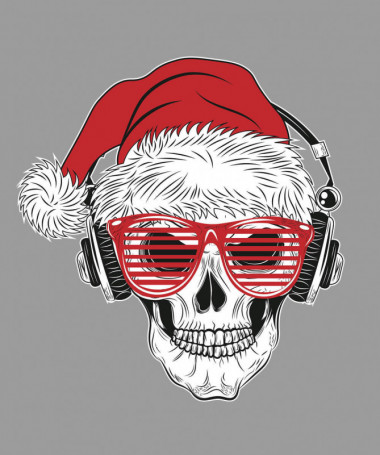 Natale con teschio T-shirt Scollo V