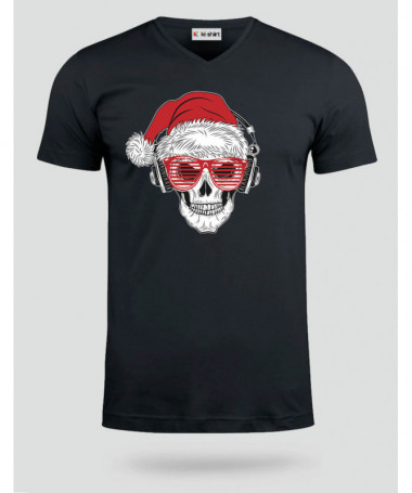 Natale con teschio T-shirt Scollo V