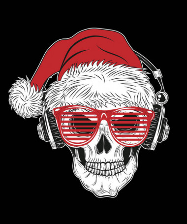 Natale con teschio T-shirt Scollo V