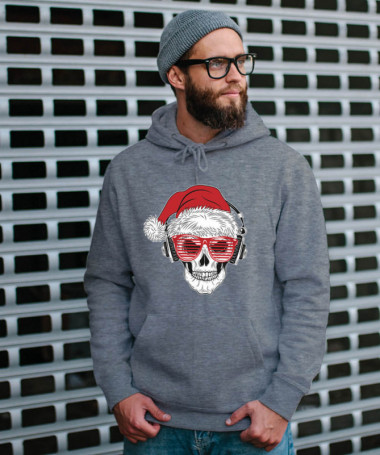 Natale con teschio Felpa Premium con cappuccio Uomo