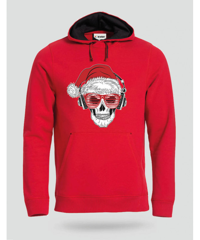 Natale con teschio Felpa Premium con cappuccio Uomo