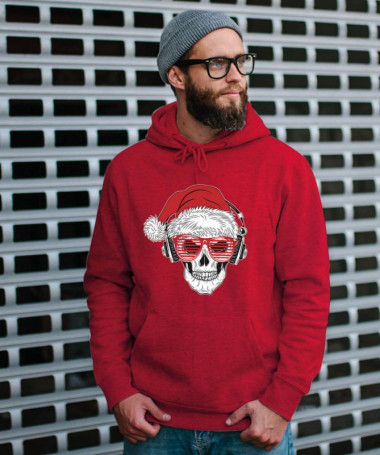 Natale con teschio Felpa Premium con cappuccio Uomo