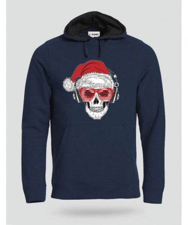 Natale con teschio Felpa Premium con cappuccio Uomo