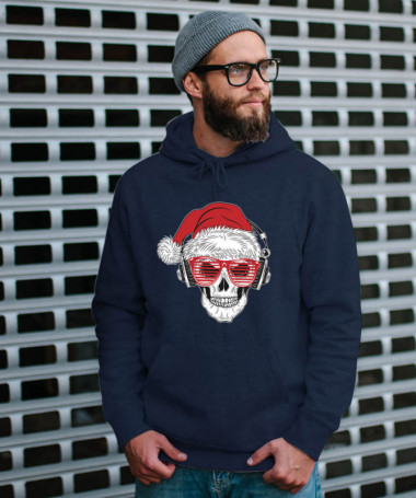 Natale con teschio Felpa Premium con cappuccio Uomo